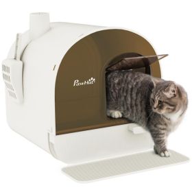Cat Litter Box with Lid with Scoop and Filter, White (Option: White-475x455x460 mm)
