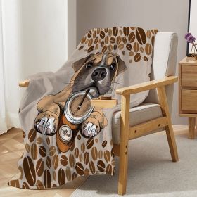 Coffee Blanket, Brown Dog Coffee Throw Blanket (size: 130x150)