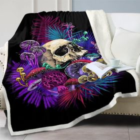 Skull Mushroom Sherpa Throw Blanket for Women Girls Skull Lover Cozy Plush Sugar Skull Fleece Blanket for Bedroom Sofa Couch Mushroom Home Decor (size: 150x200cm)