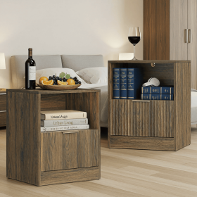 Simple hollow bedside table set (Color: burlywood)