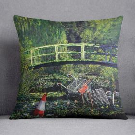 banksy Water Lilies Trash Cushion (Insert: With Insert, size: 14" X 14")