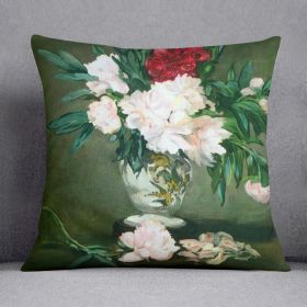 Still Life Vase with Peonies by Manet Cushion (Insert: With Insert, size: 20" X 20")