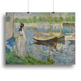 His embankment at Argenteuil by Manet Canvas Print or Poster (Type: Standard Framed Canvas Print, size: 32" x 24" / 80cm x 60cm (approx))